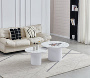 TABLE BASSE PILA EFFET MARBRÉ / PIEDS BLANC