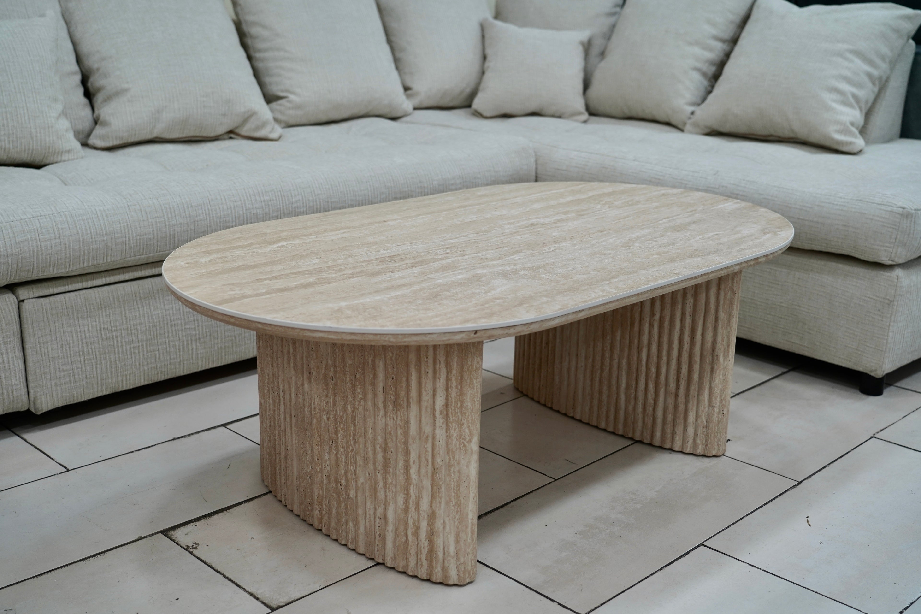 TABLE BASSE JOSÉPHINE EFFET TRAVERTIN