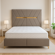 LIT COFFRE HAYAL TAUPE / PIEDS DORÉ