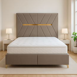 LIT COFFRE HAYAL TAUPE / PIEDS DORÉ