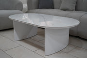 TABLE BASSE JOSÉPHINE EFFET MARBRÉ / PIEDS BLANC