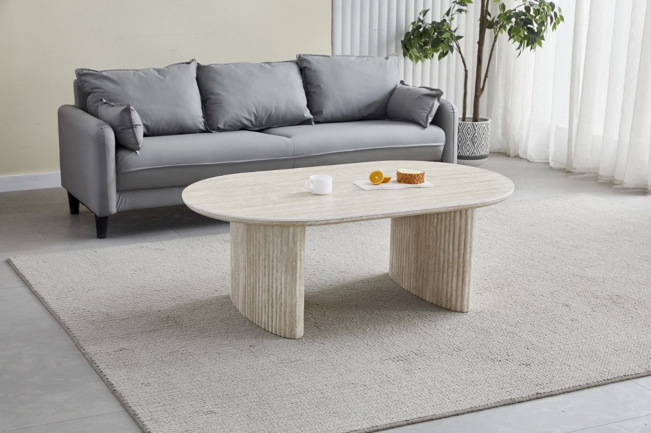 TABLE BASSE JOSÉPHINE EFFET TRAVERTIN