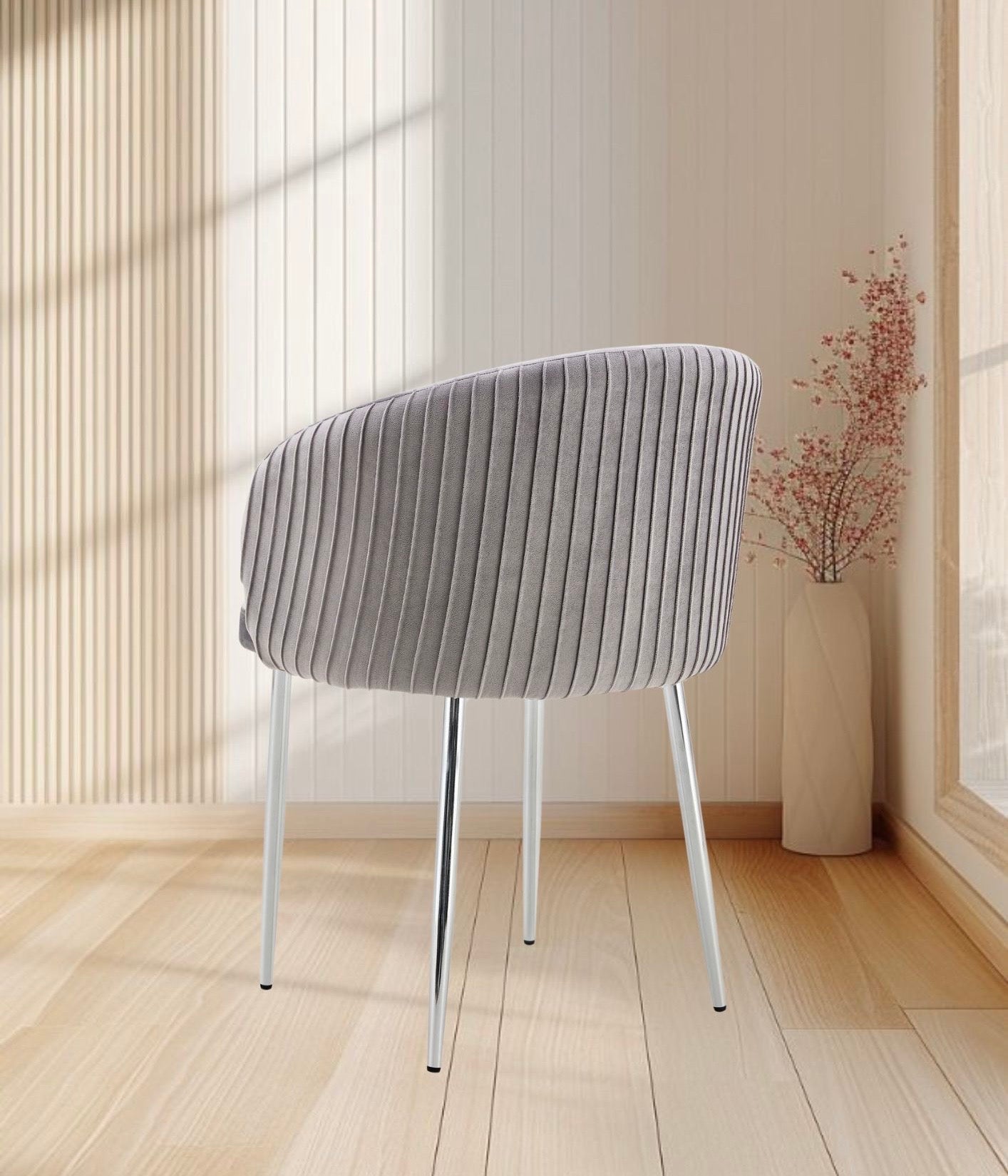 CHAISE CARLITA PIEDS ARGENTÉ