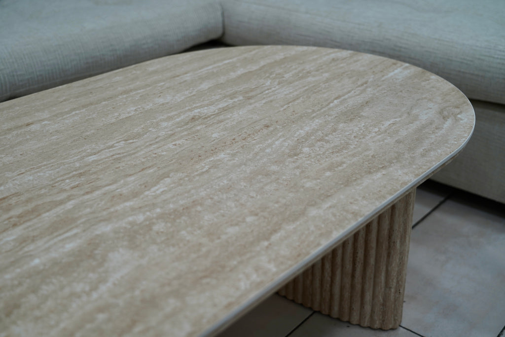 TABLE BASSE JOSÉPHINE EFFET TRAVERTIN