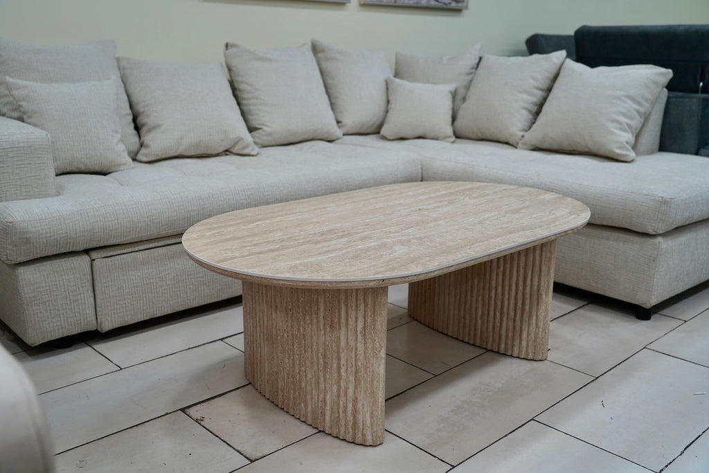TABLE BASSE JOSÉPHINE EFFET TRAVERTIN