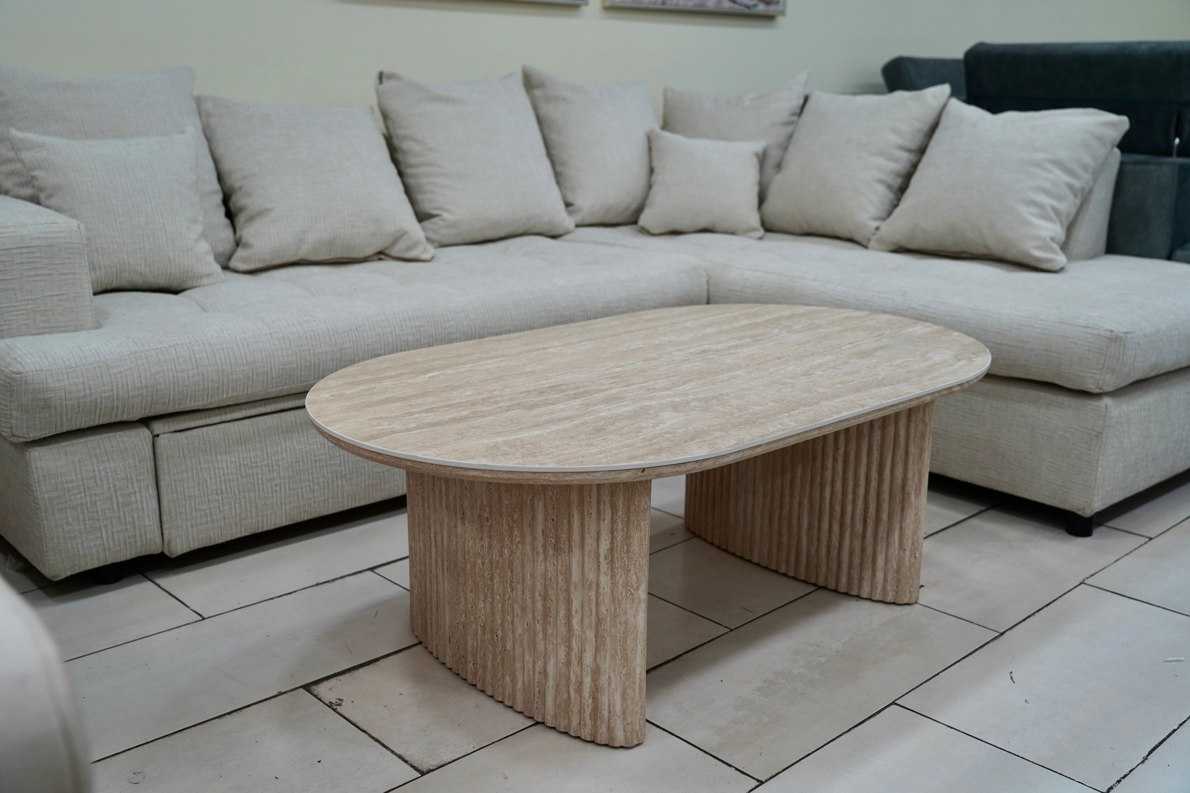 TABLE BASSE JOSÉPHINE EFFET TRAVERTIN