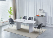 TABLE REPAS JOSÉPHINE EFFET MARBRÉ / PIEDS BLANC