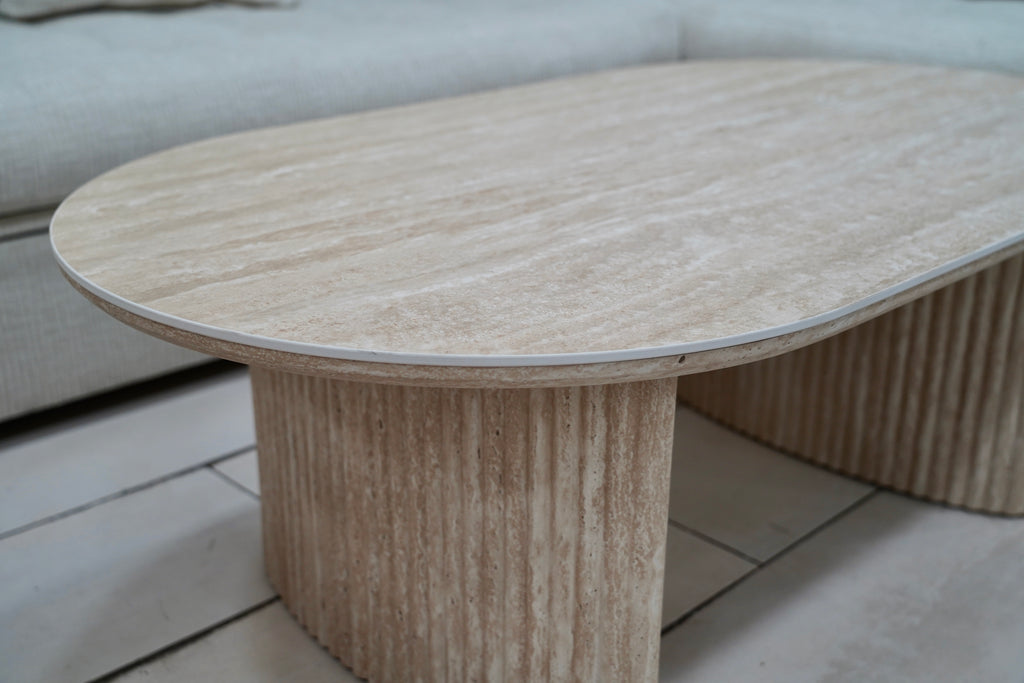 TABLE BASSE JOSÉPHINE EFFET TRAVERTIN
