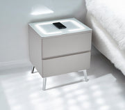 CHEVET LYDIA GRIS / PIEDS ARGENTÉ