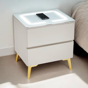 CHEVET LYDIA TAUPE / PIEDS DORÉ