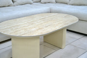 TABLE BASSE CALYPSO EFFET TRAVERTIN / PIEDS BEIGE