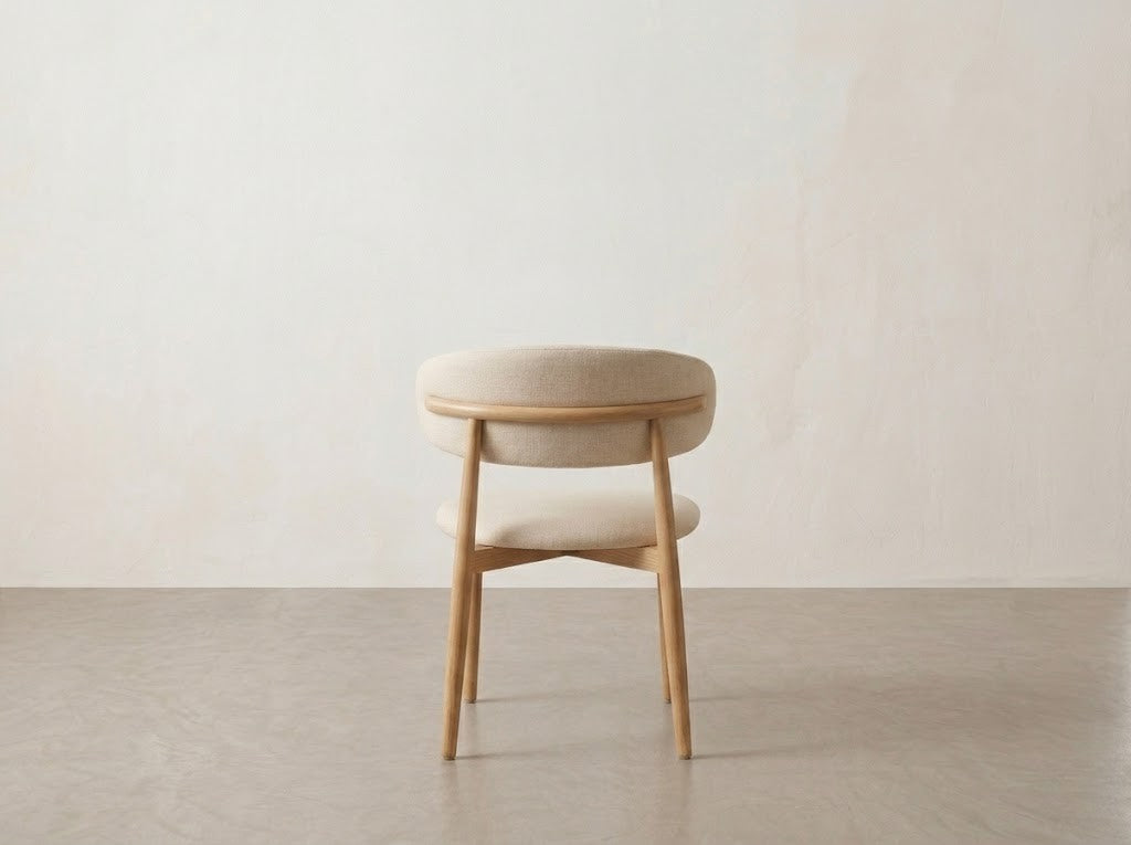 CHAISE LUCILE TISSU BEIGE / PIEDS BOIS