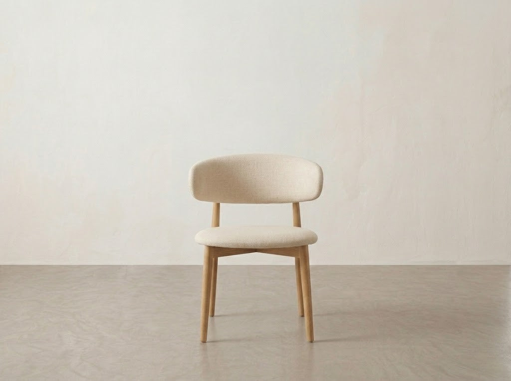 CHAISE LUCILE TISSU BEIGE / PIEDS BOIS