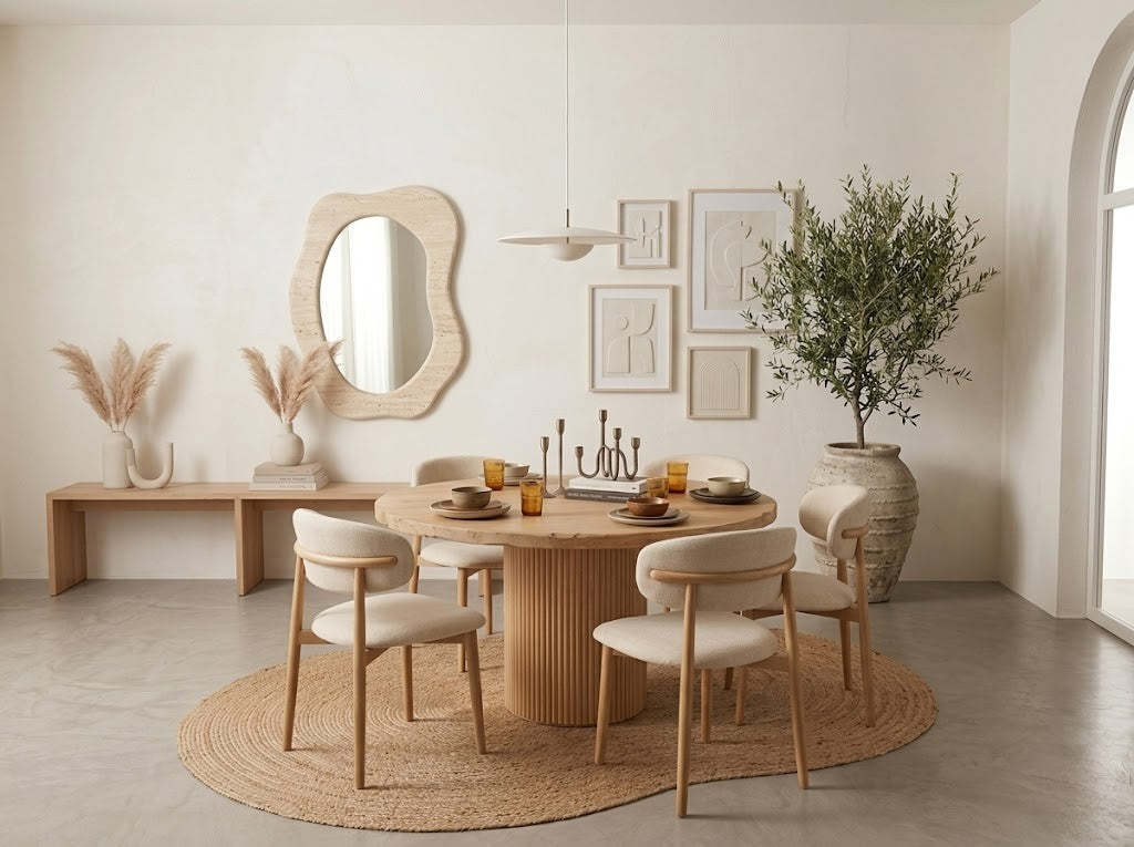 CHAISE LUCILE TISSU BEIGE / PIEDS BOIS