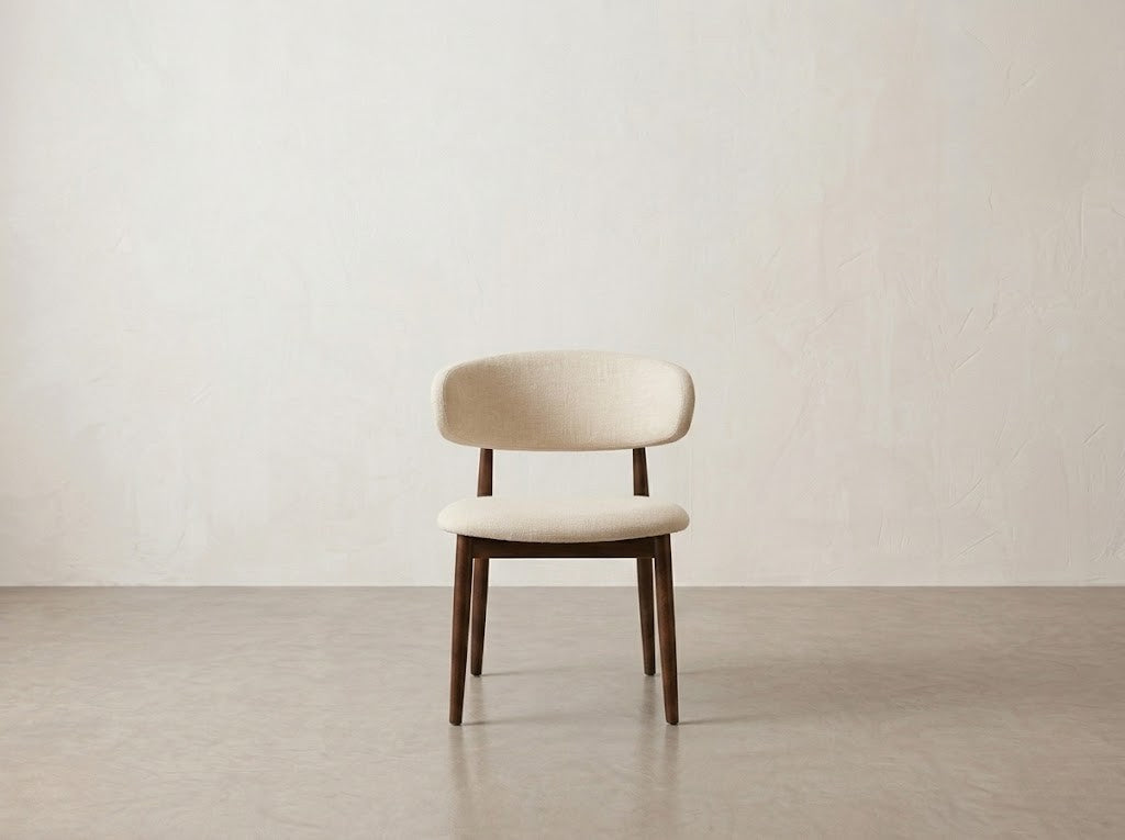 CHAISE LUCILE VELOURS BEIGE / PIEDS NOYER