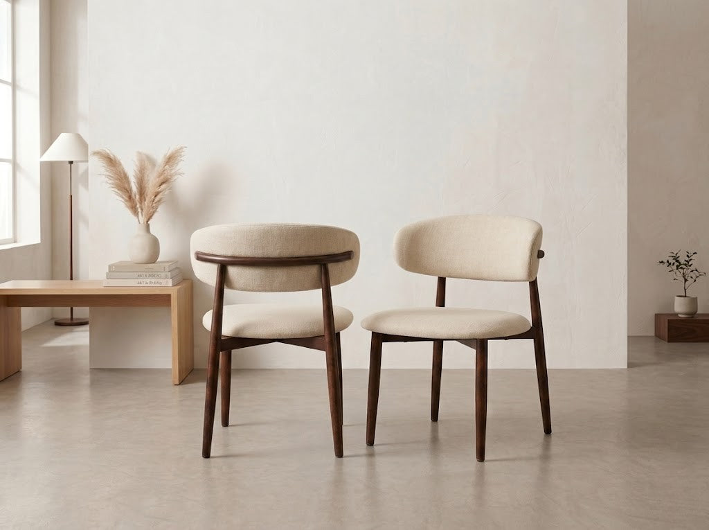 CHAISE LUCILE VELOURS BEIGE / PIEDS NOYER
