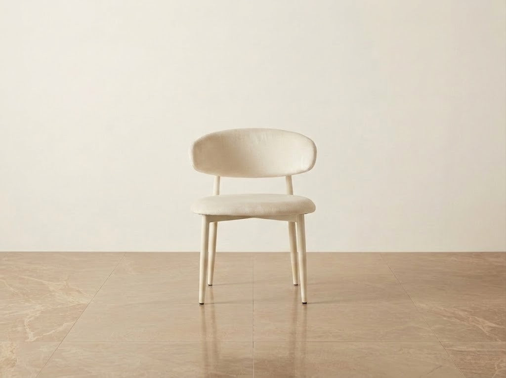 CHAISE LUCILE VELOURS BEIGE / PIEDS BEIGE