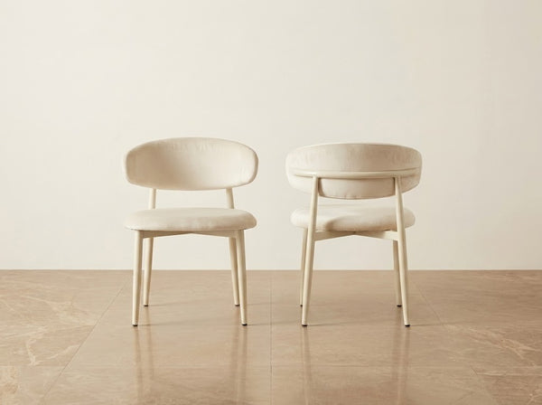 CHAISE LUCILE VELOURS BEIGE / PIEDS BEIGE