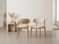 CHAISE LUCILE TISSU BEIGE / PIEDS BOIS