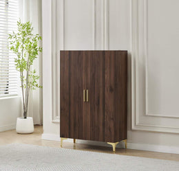 MEUBLE À CHAUSSURES 2 PORTES JADE EFFET NOYER / DORÉ