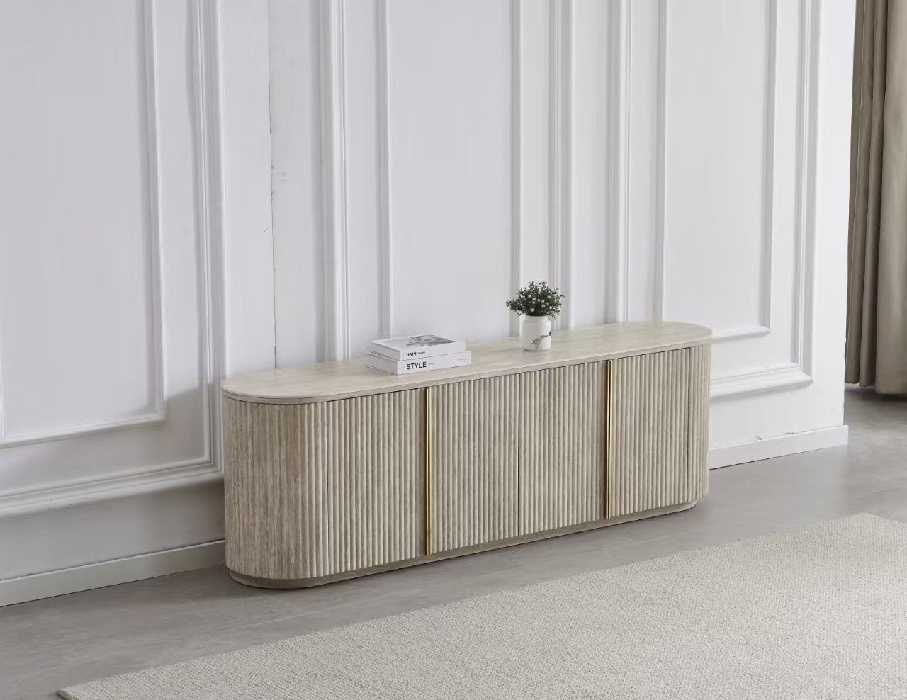 MEUBLE TV CALYPSO FULL TRAVERTIN EFFET TRAVERTIN