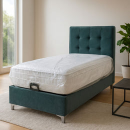 LIT COFFRE VISION GRIS / PIEDS ARGENTÉ