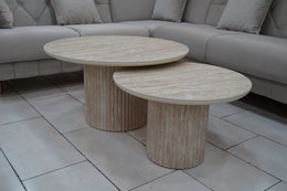 TABLE BASSE GIGOGNE CALYPSO FULL TRAVERTIN EFFET TRAVERTIN