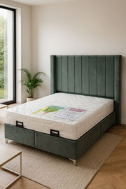 LIT COFFRE MARSEILLE GRIS / PIEDS ARGENTÉ