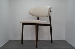 CHAISE LUCILE VELOURS BEIGE / PIEDS NOYER