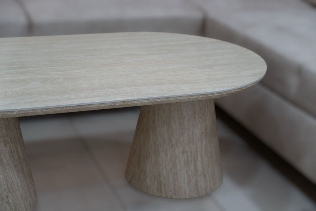 TABLE BASSE ICONIC EFFET TRAVERTIN
