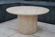 TABLE BASSE RONDE CALYPSO FULL TRAVERTIN EFFET TRAVERTIN