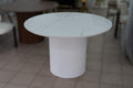 TABLE REPAS RONDE LIVIA EFFET MARBRÉ / PIED BLANC