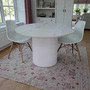 TABLE REPAS RONDE LIVIA EFFET MARBRÉ / PIED BLANC
