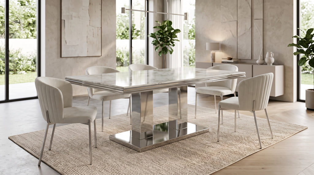 TABLE REPAS VERSUS EFFET MARBRÉ