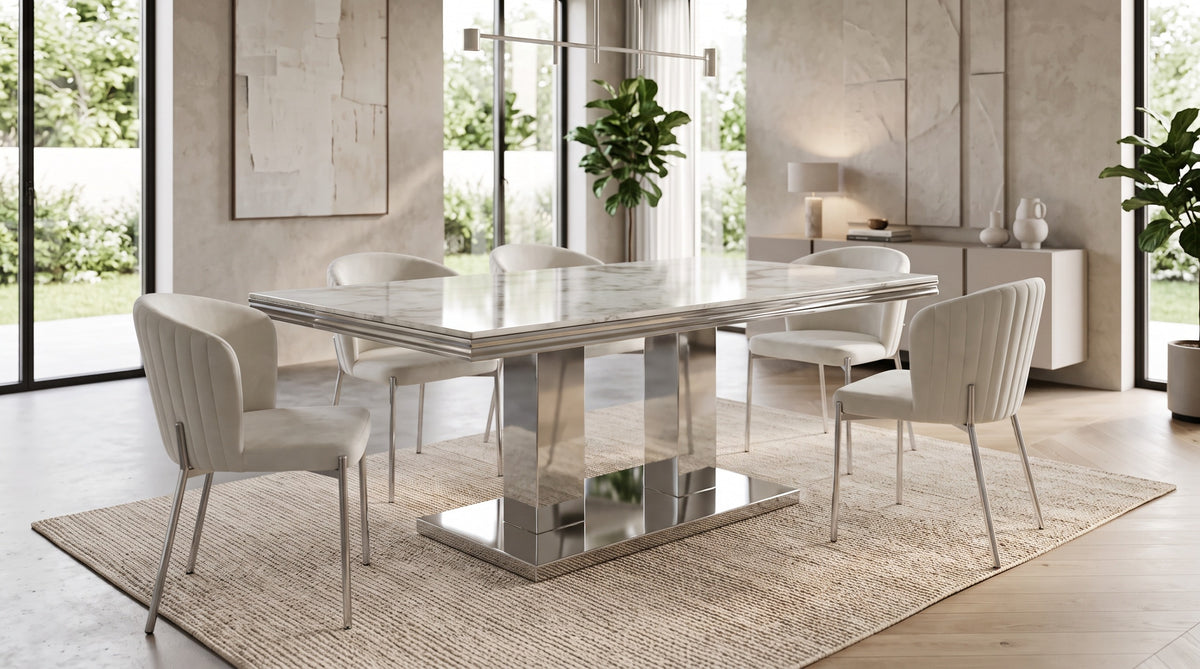 TABLE REPAS VERSUS EFFET MARBRÉ