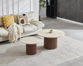 TABLE BASSE GIGOGNE CALYPSO EFFET TRAVERTIN / PIEDS NOYER
