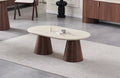 TABLE BASSE ICONIC EFFET TRAVERTIN / PIEDS NOYER