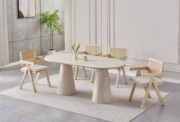 TABLE REPAS ICONIC EFFET TRAVERTIN