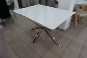 TABLE REPAS EXTENSIBLE SILVIA BLANC / PIEDS ARGENTÉ
