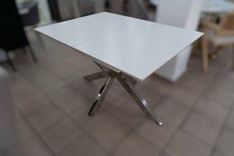 TABLE REPAS EXTENSIBLE SILVIA BLANC / PIEDS ARGENTÉ
