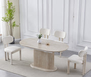 TABLE REPAS VANESSA EXTENSIBLE EFFET TRAVERTIN