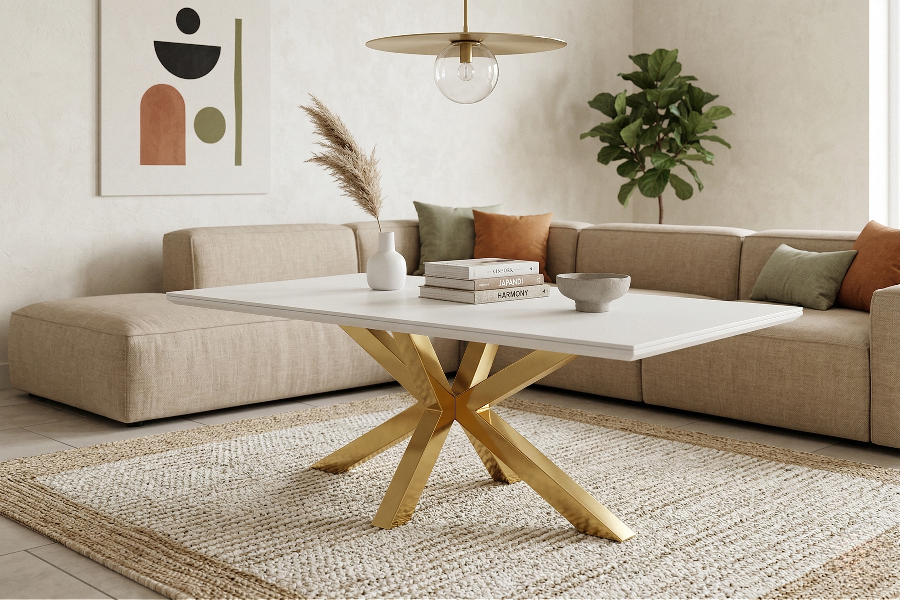 TABLE BASSE SILVIA BLANC / PIEDS BLANC