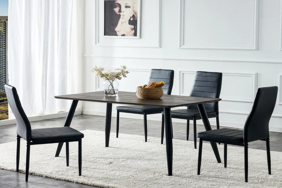 TABLE REPAS AMMO EFFET NOYER / PIEDS NOIR