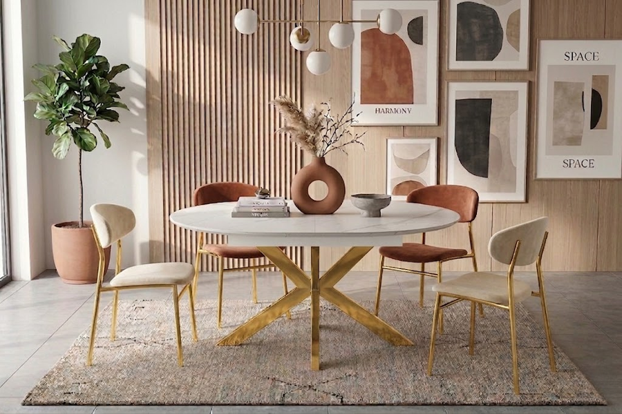 TABLE REPAS OVALE OPHÉLIA EXTENSIBLE EFFET MARBRÉ