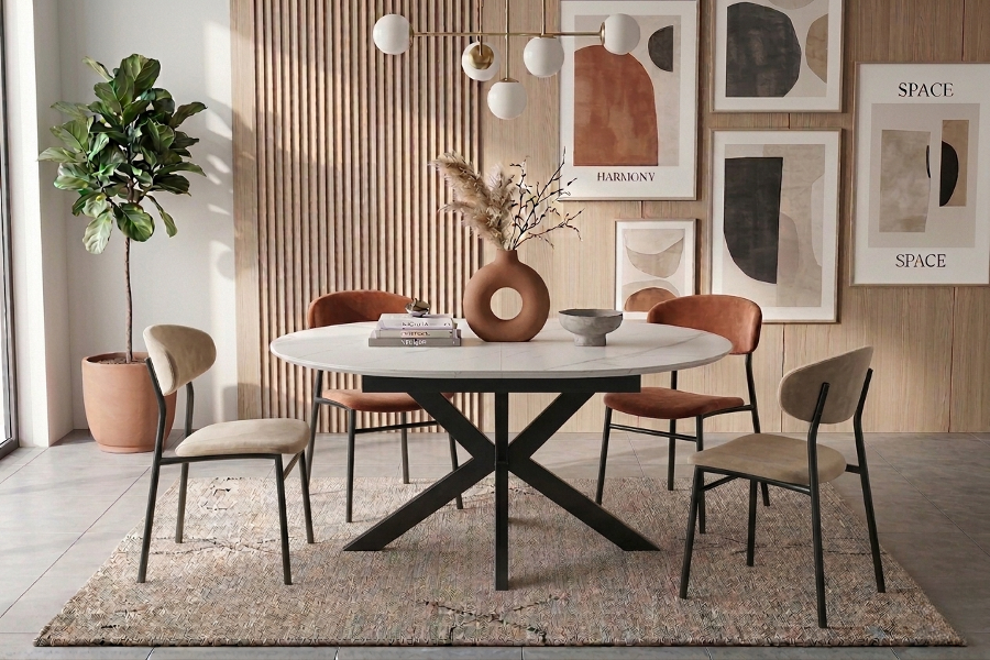 TABLE REPAS OVALE OPHÉLIA EXTENSIBLE EFFET MARBRÉ