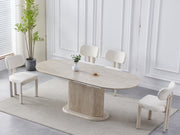 TABLE REPAS VANESSA EXTENSIBLE EFFET TRAVERTIN