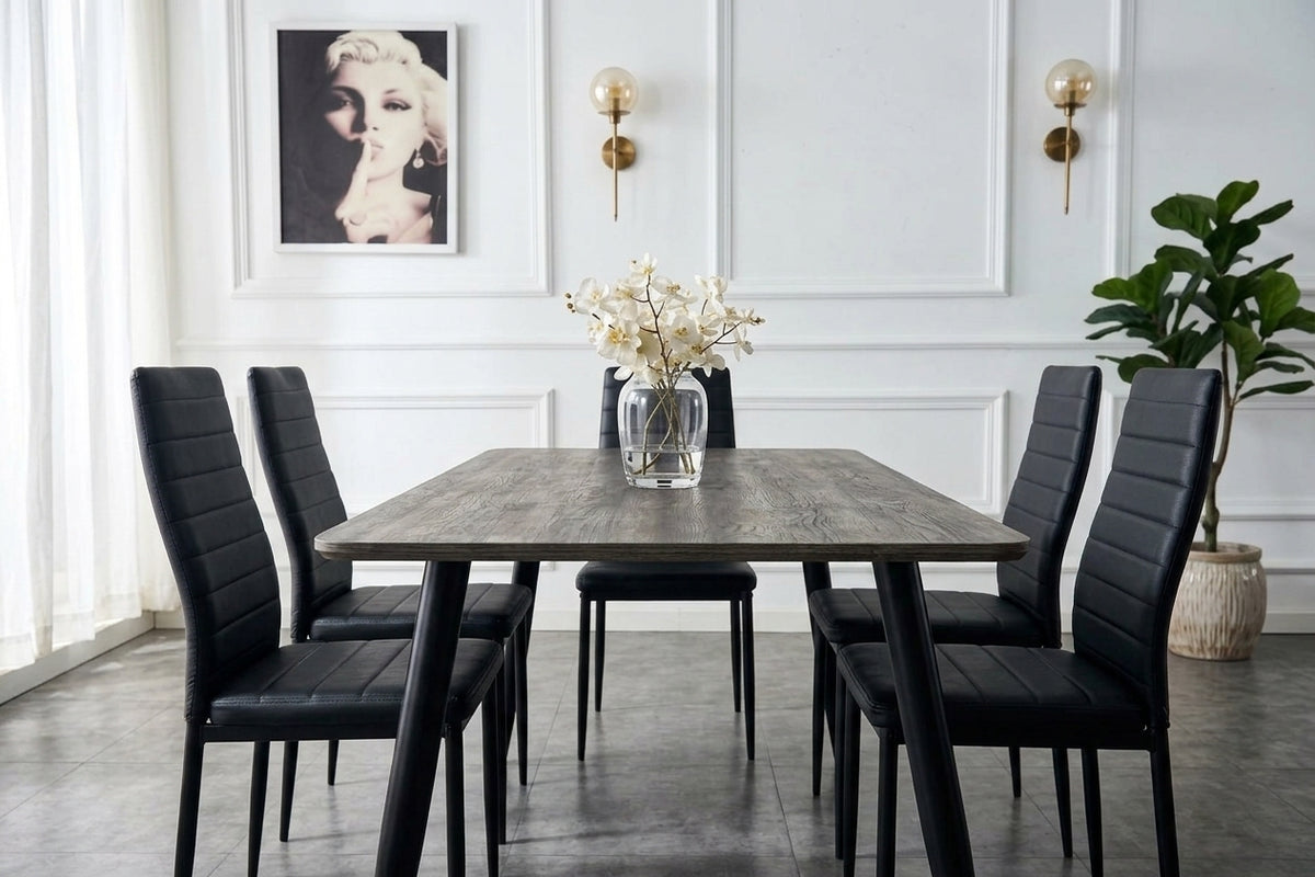 TABLE REPAS AMMO EFFET NOYER / PIEDS NOIR