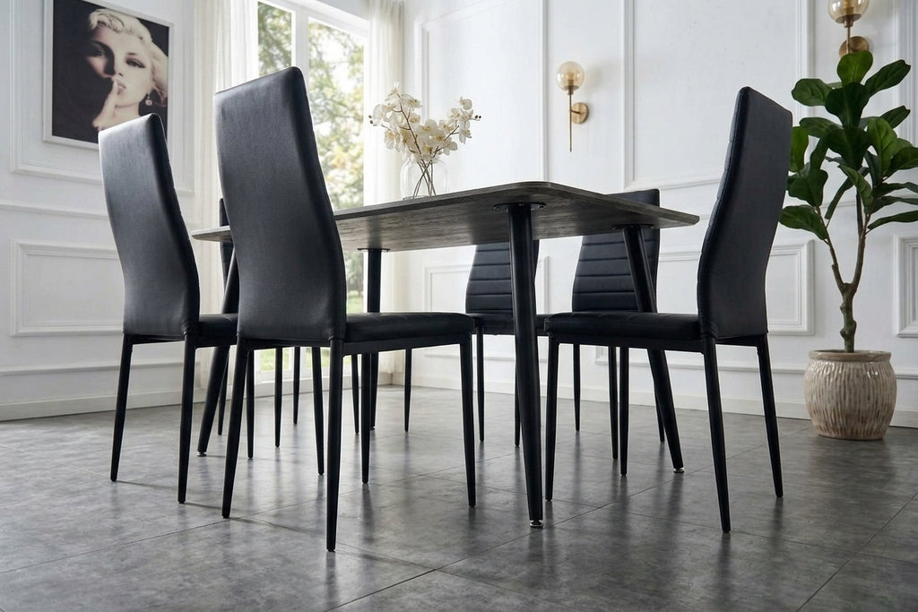 TABLE REPAS AMMO EFFET NOYER / PIEDS NOIR