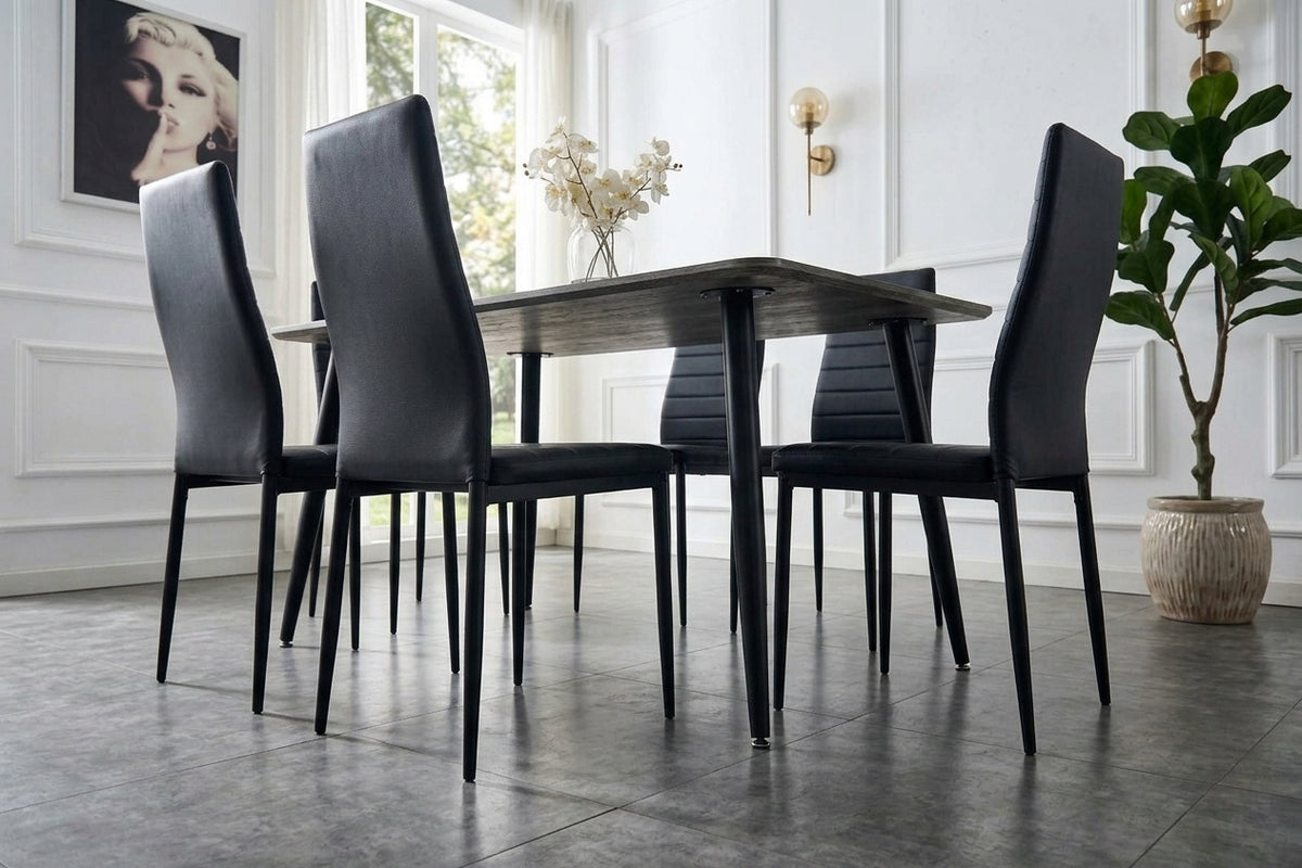 TABLE REPAS AMMO EFFET NOYER / PIEDS NOIR