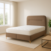 LIT COFFRE PUFFY TAUPE / PIEDS DORÉ